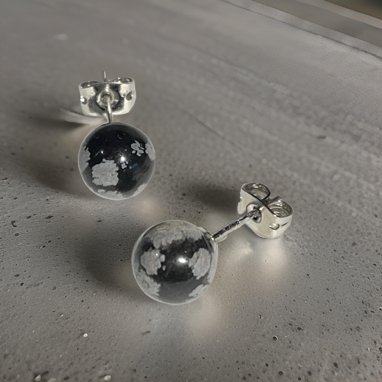 Snow Flake Obsidian Earrings