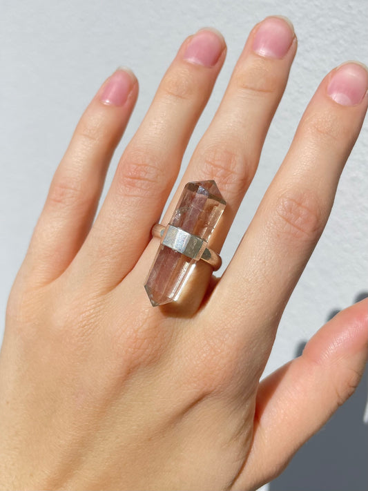 Smoky Quartz Ring ( Adjustable ) ( Silver 295 )