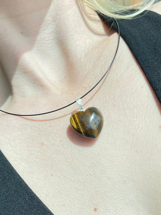 Yellow Tiger Eye Heart Pendant