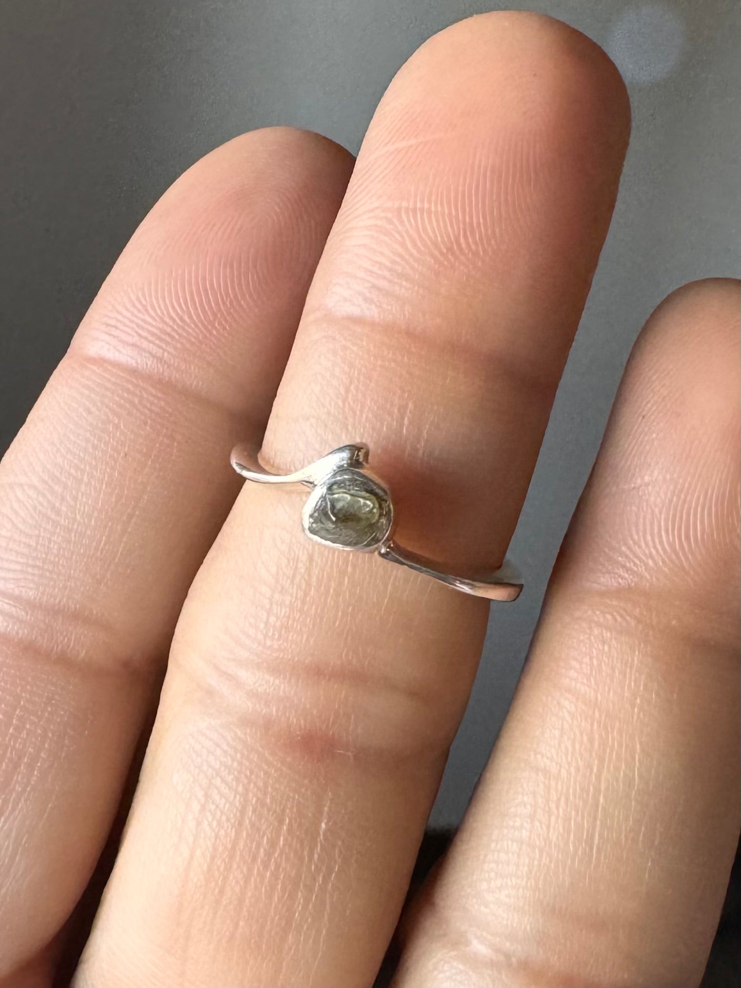 Raw Moldavite Ring ( Size 6 )