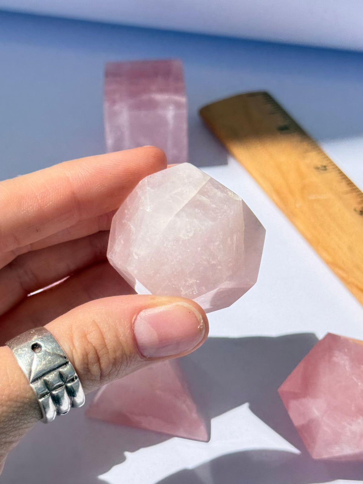 Rose Quartz Platonic Solids Set | Set de Cinco Sólidos Platónicos de Cuarzo Rosa