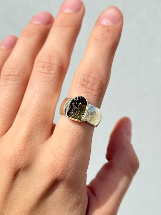 Moldavite Rings ( size 8 )