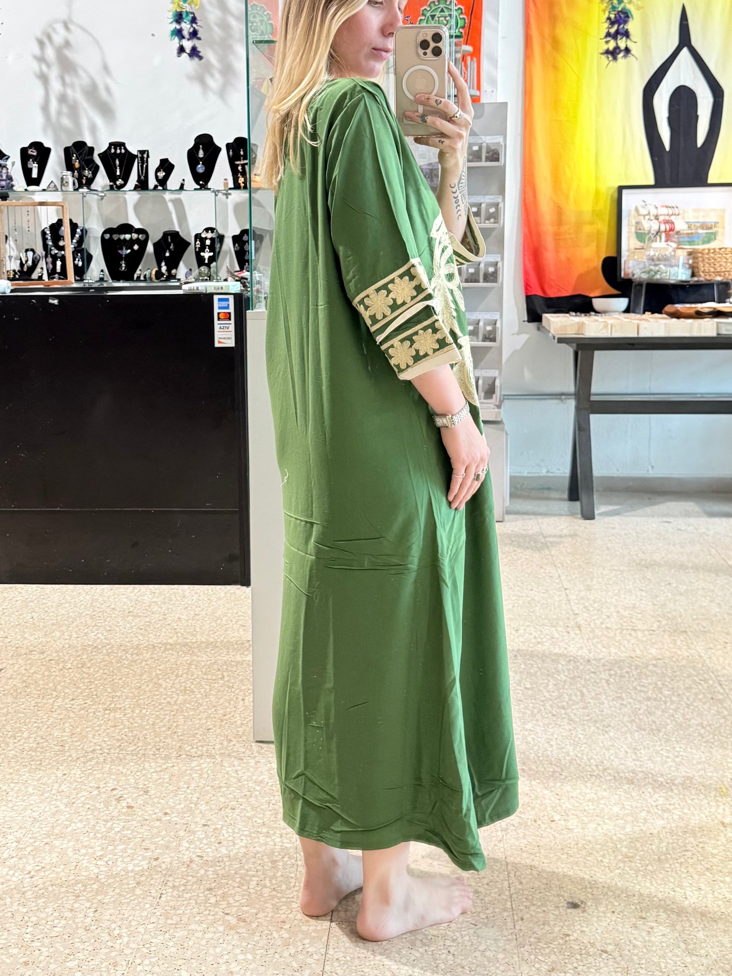 100% Cotton Dress ( Green )