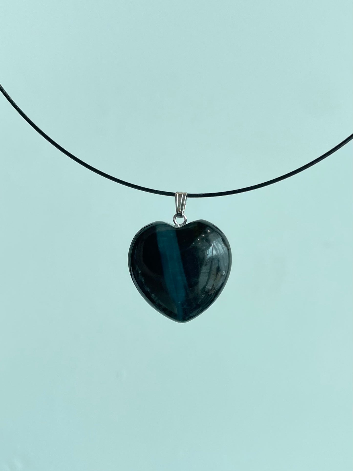 Blue Tiger Eye Heart Pendant