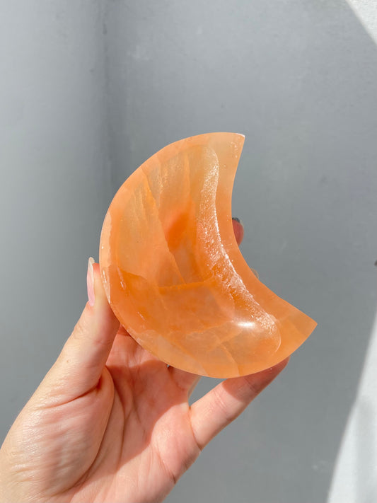 Orange Selenite Moon Bowl