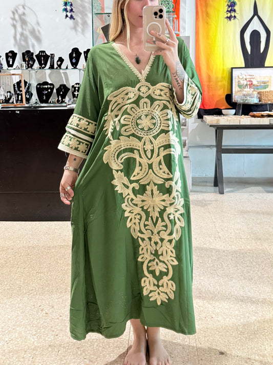 100% Cotton Dress ( Green )