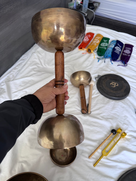 Double Cuenco 7 metales with stick  ( incluye mazos )