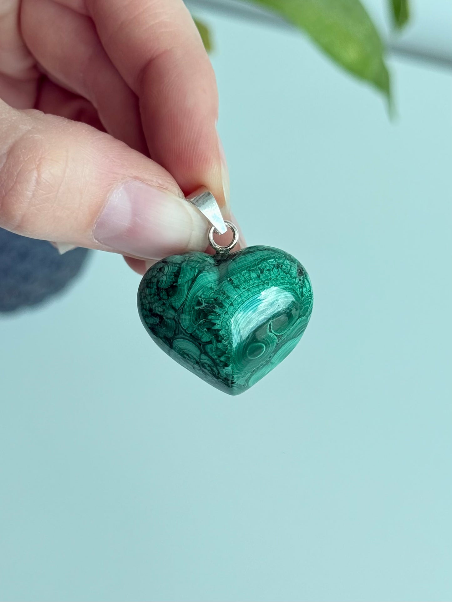 Malachite Bubble Heart Pendant ( Silver 925 )