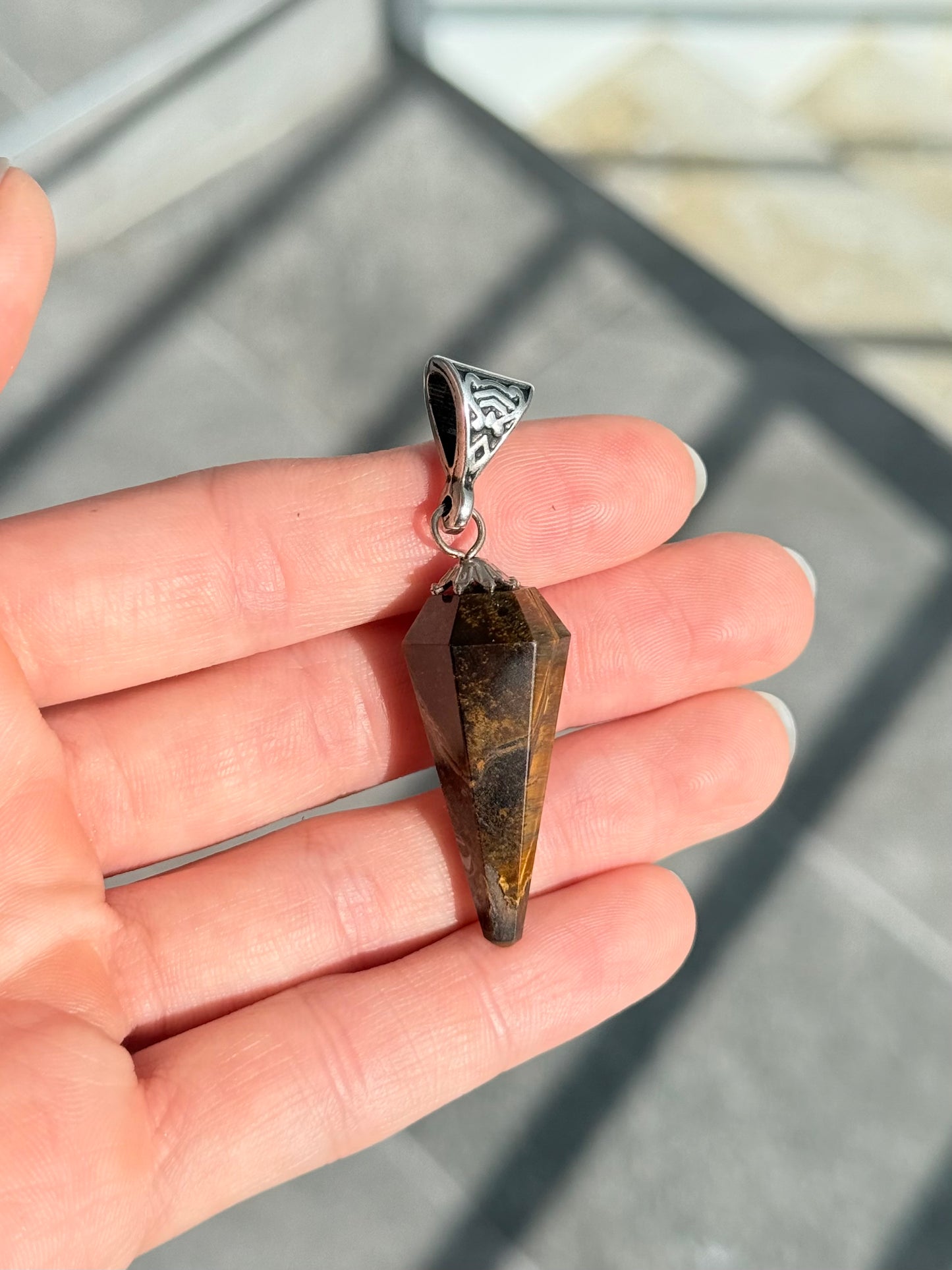 Yellow Tiger Eye point Pendant