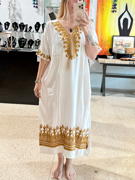 100% Cotton Dress ( White )