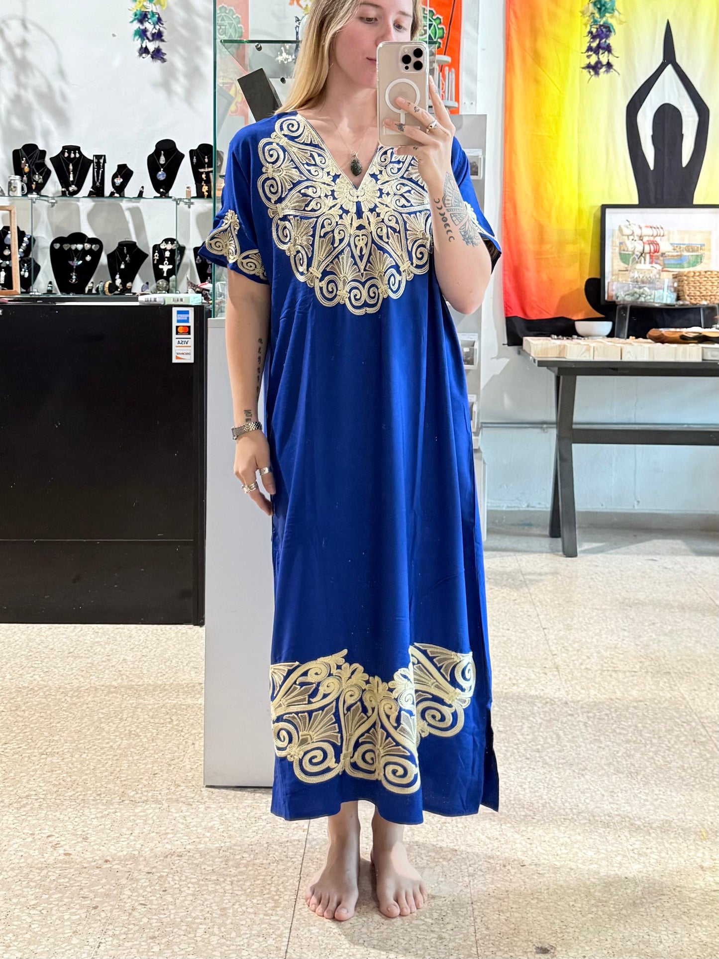 100% Cotton Dress ( Blue )