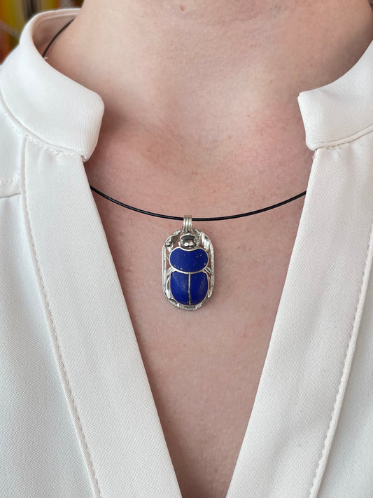 Lapis Lazuli Scarab ( Silver 925 )