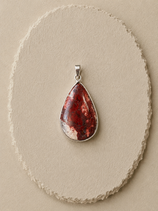 Fire Opal Pendant in Sterling Silver / Colgante de Ópalo de Fuego Montado en Plata ( Mexico )