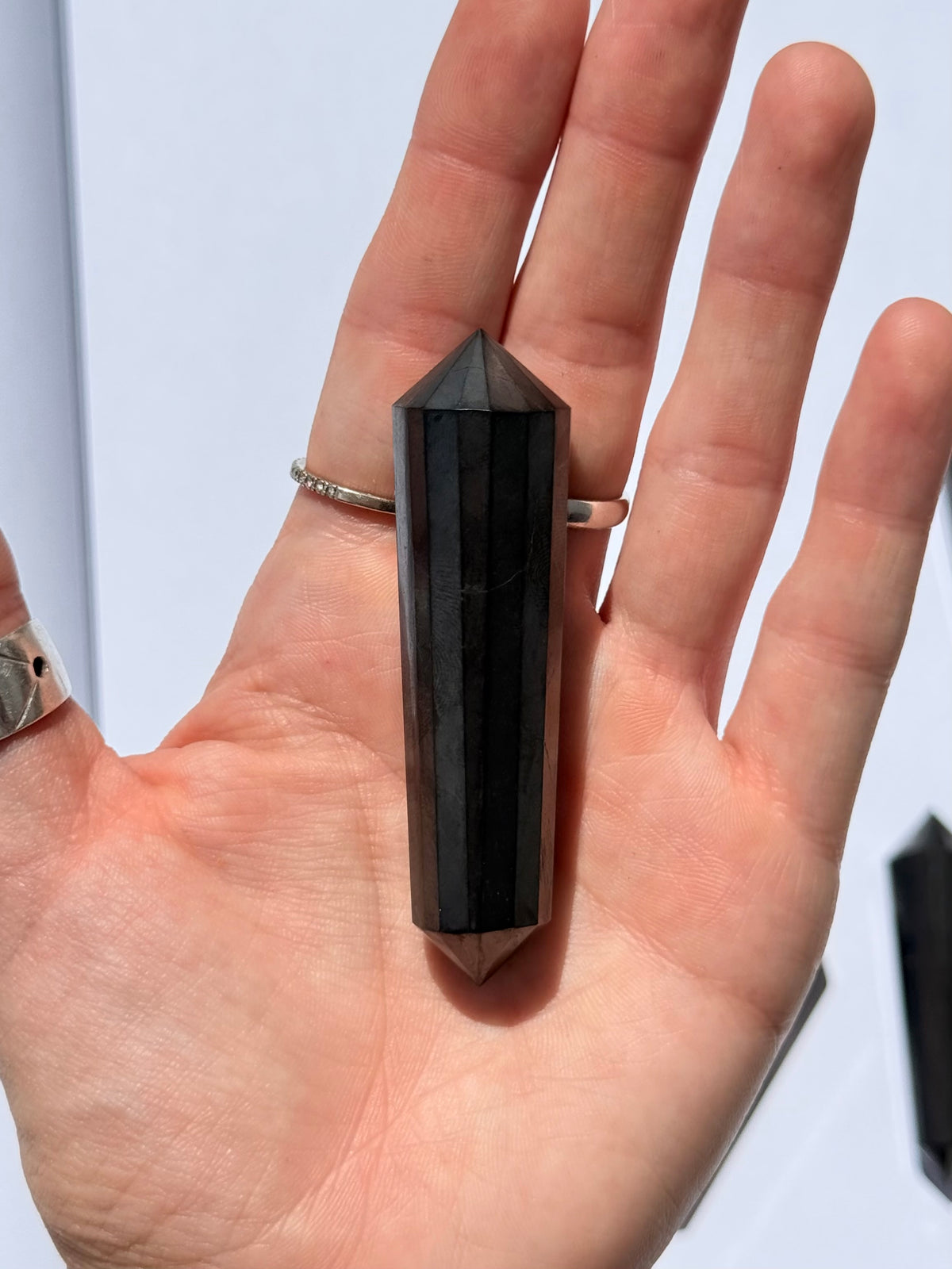 Shungite Vogel Double Terminated Point | Punta Vogel de Shungita de Doble Terminación