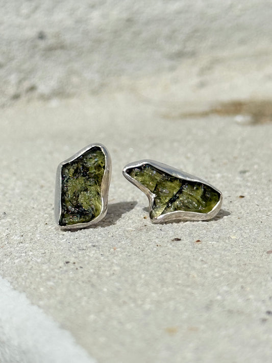 Moldavite Earrings ( Silver 925