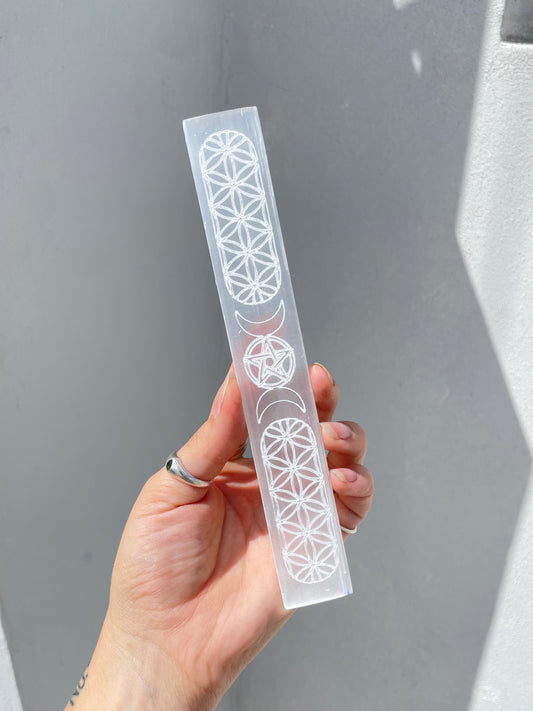 Selenite Charging Bar – Sacred Symbols of Light
