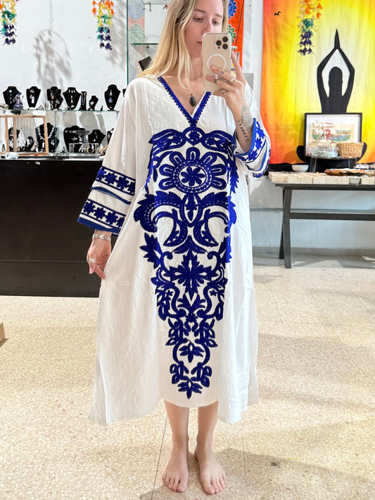 100% Cotton Dress ( White )