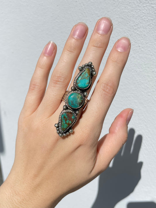 Turquoise Triple Ring  ( Adjustable )