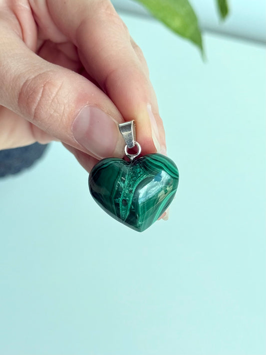 Malachite Bubble Heart Pendant ( Silver 925 )