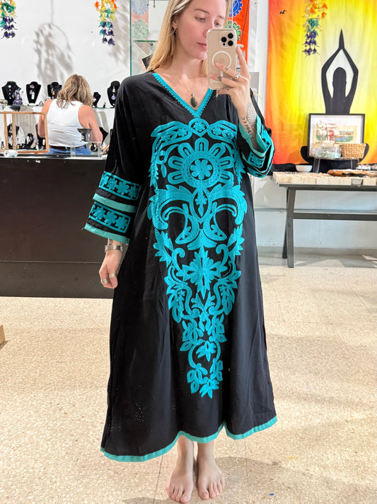 100% Cotton Dress ( Black  )