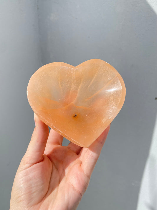 Orange Selenite Heart Bowl