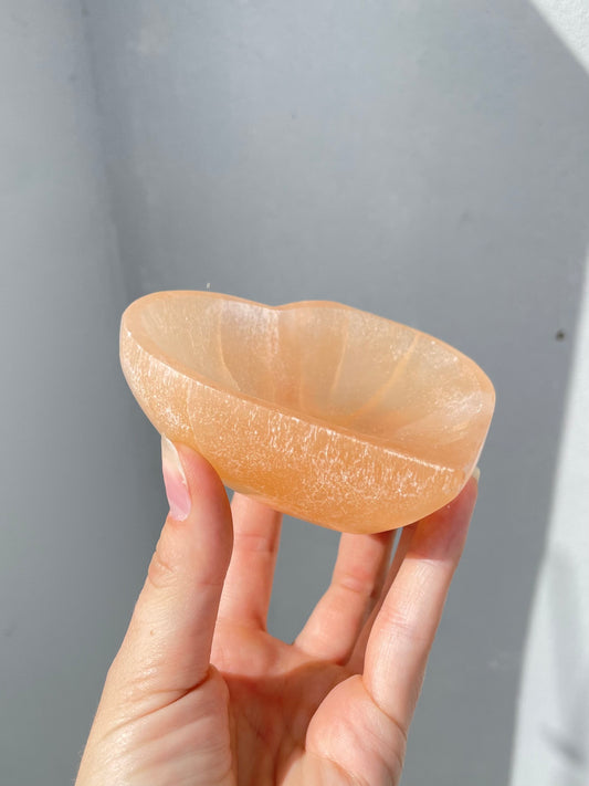 Orange Selenite Heart Bowl