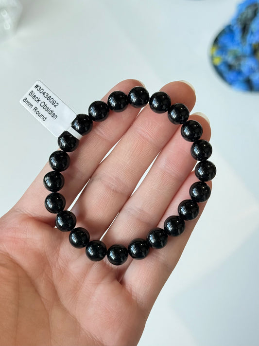 Black Obsidian 8mm Bracelet / Pulsera de Obsidiana Negra 8mm