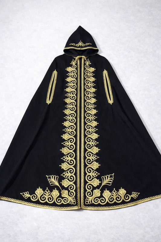 Pre-Order: Capa Egipcia 100% Algodón Egipcio Bordado a Mano ( Negro y Dorado )