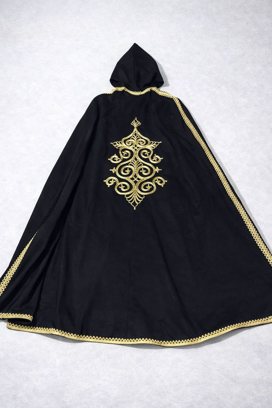 Pre-Order: Capa Egipcia 100% Algodón Egipcio Bordado a Mano ( Negro y Dorado )