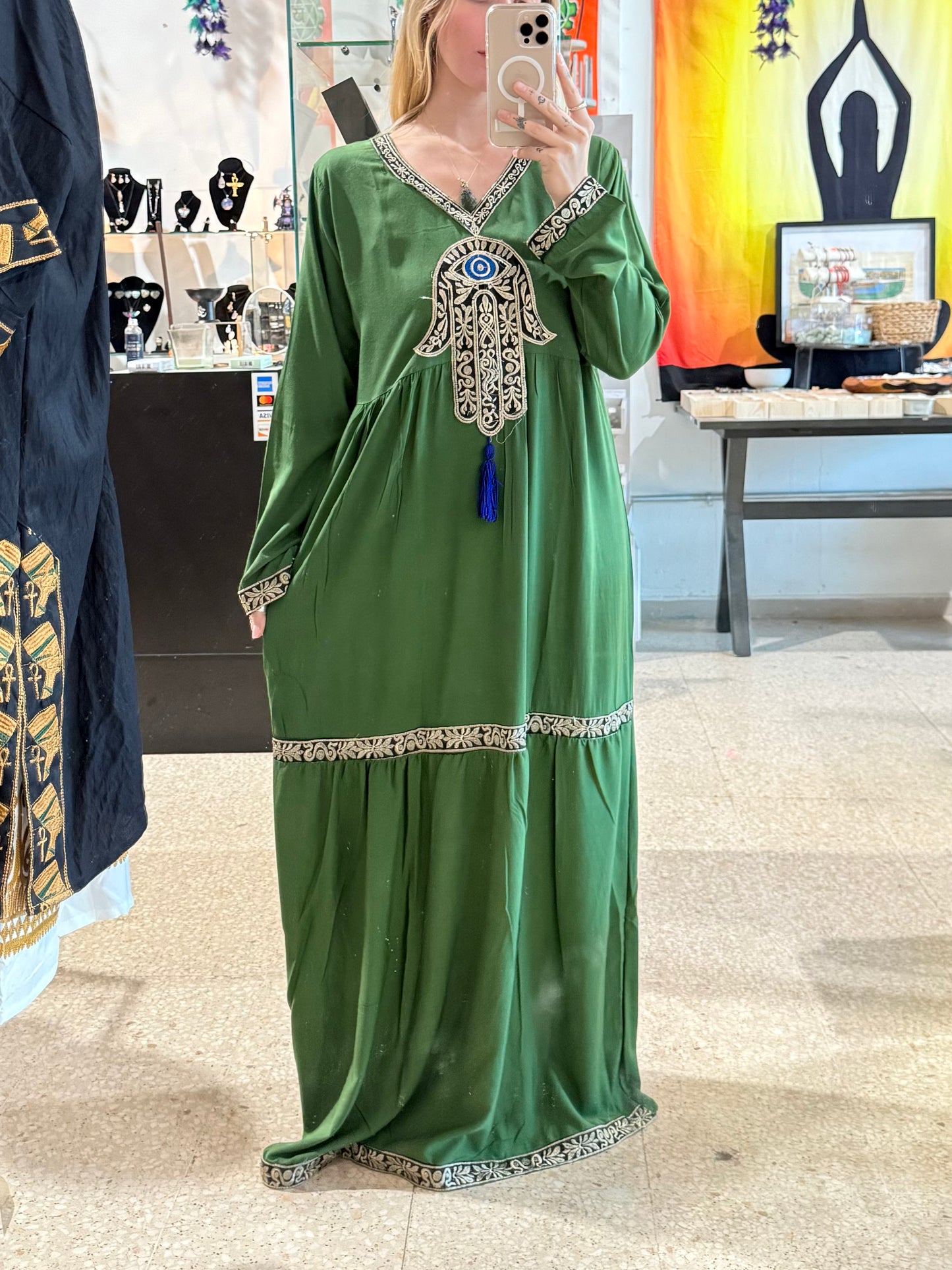 100% Cotton Dress ( Green )