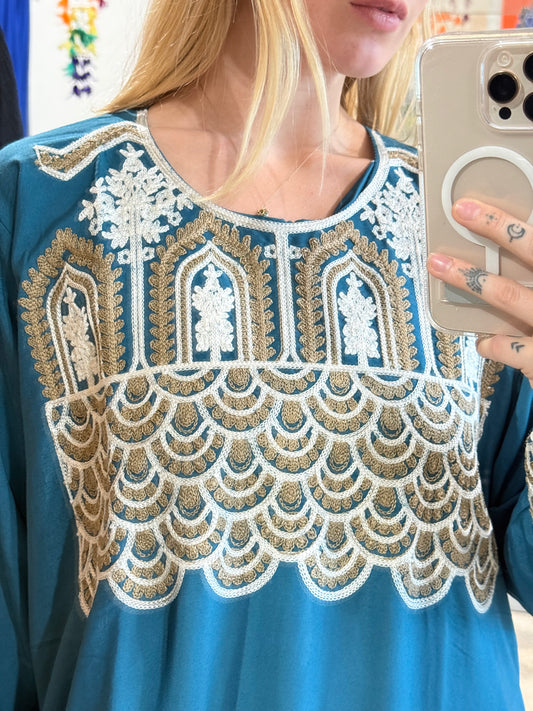 100% Cotton Dress ( Blue )