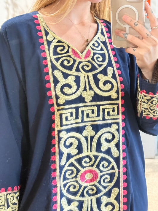 100% Cotton Dress ( Dark Blue )