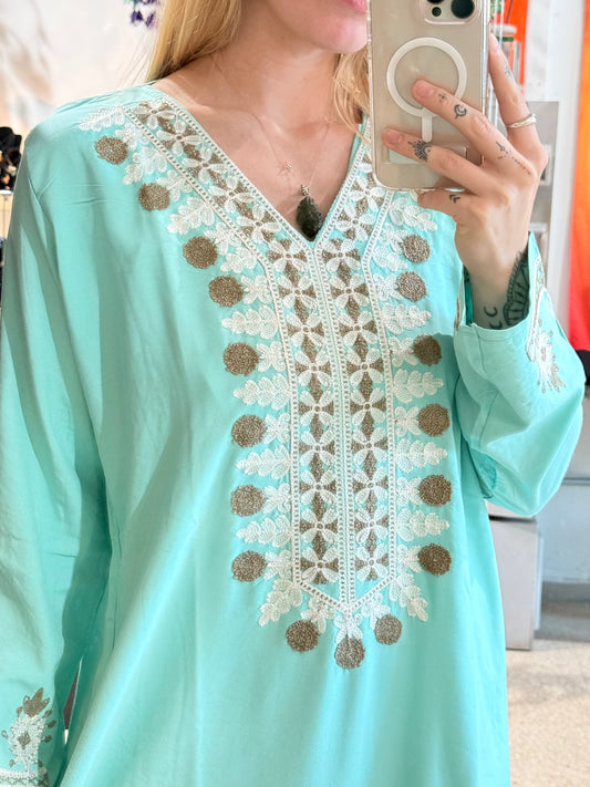 100% Cotton Dress ( Baby Blue  )