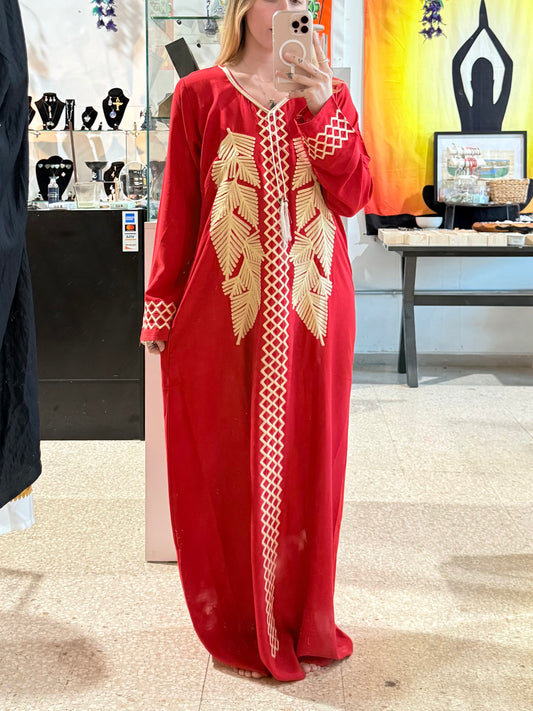 100% Cotton Dress ( Red )