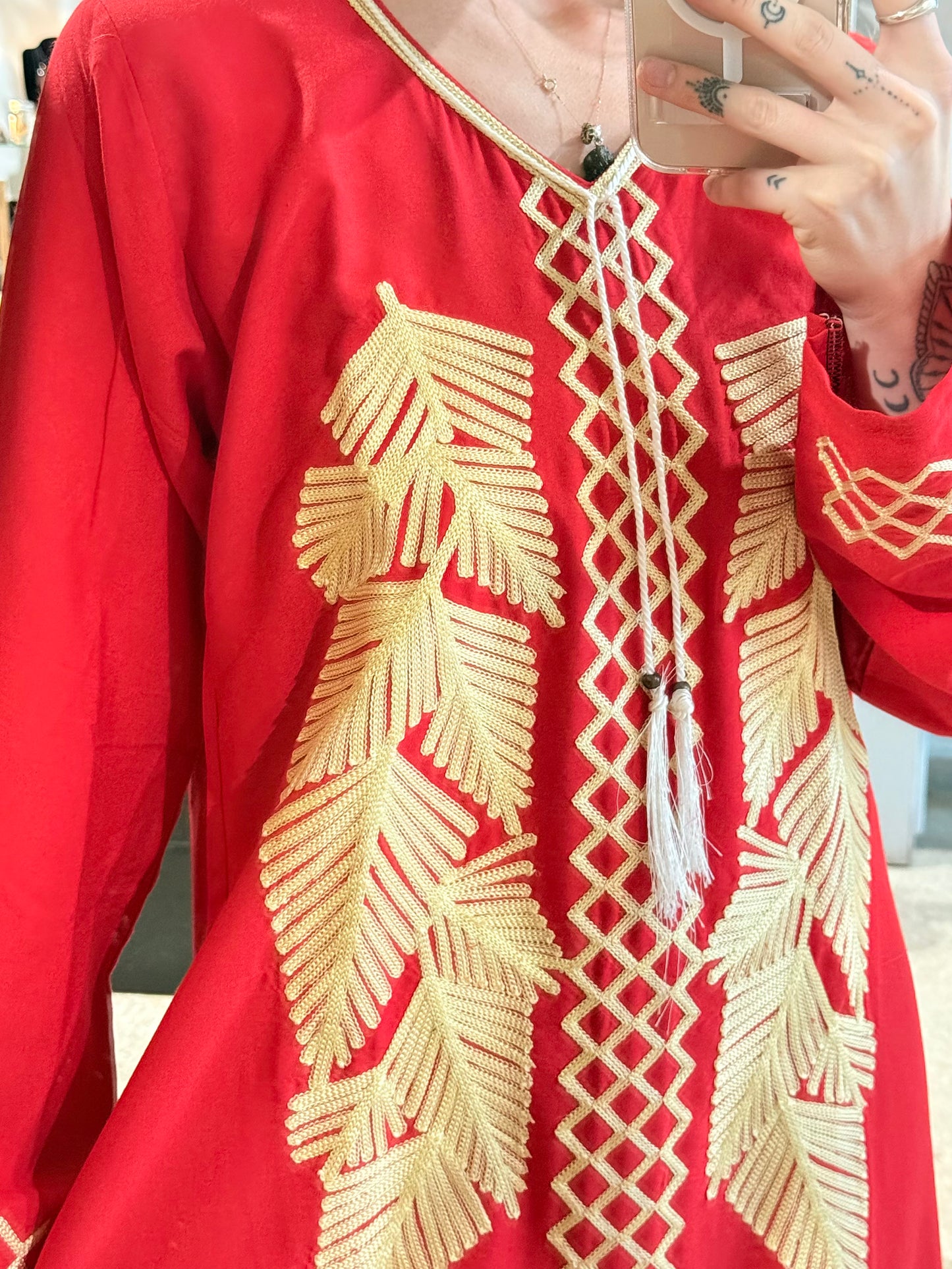 100% Cotton Dress ( Red )
