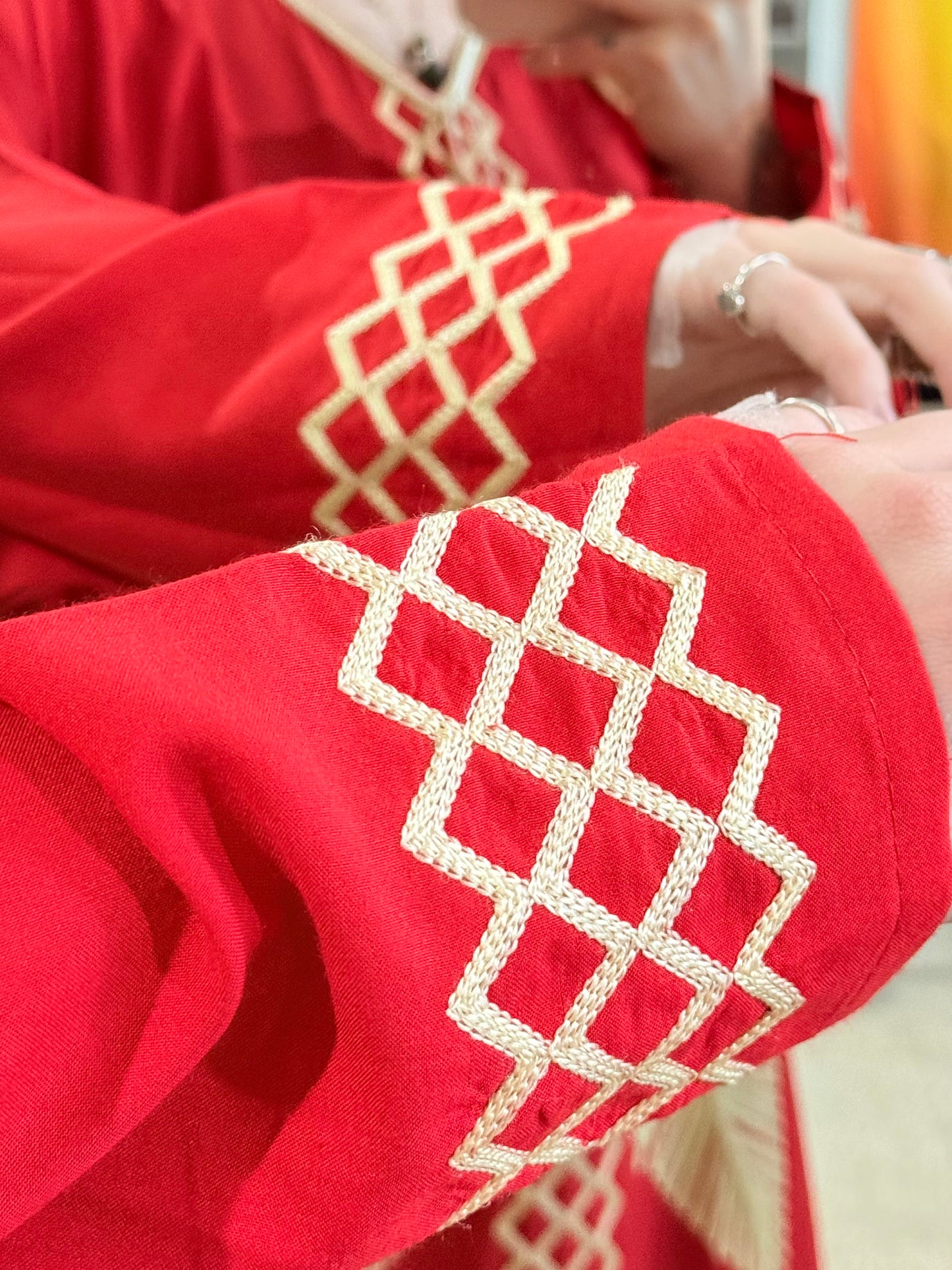 100% Cotton Dress ( Red )