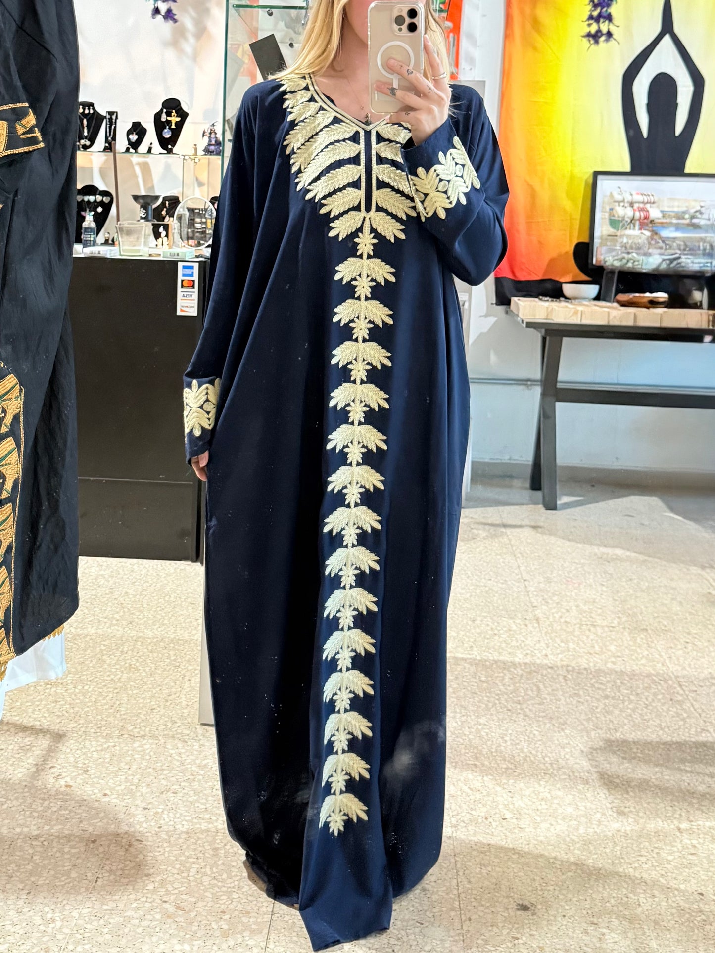 100% Cotton Dress (Dark Blue )