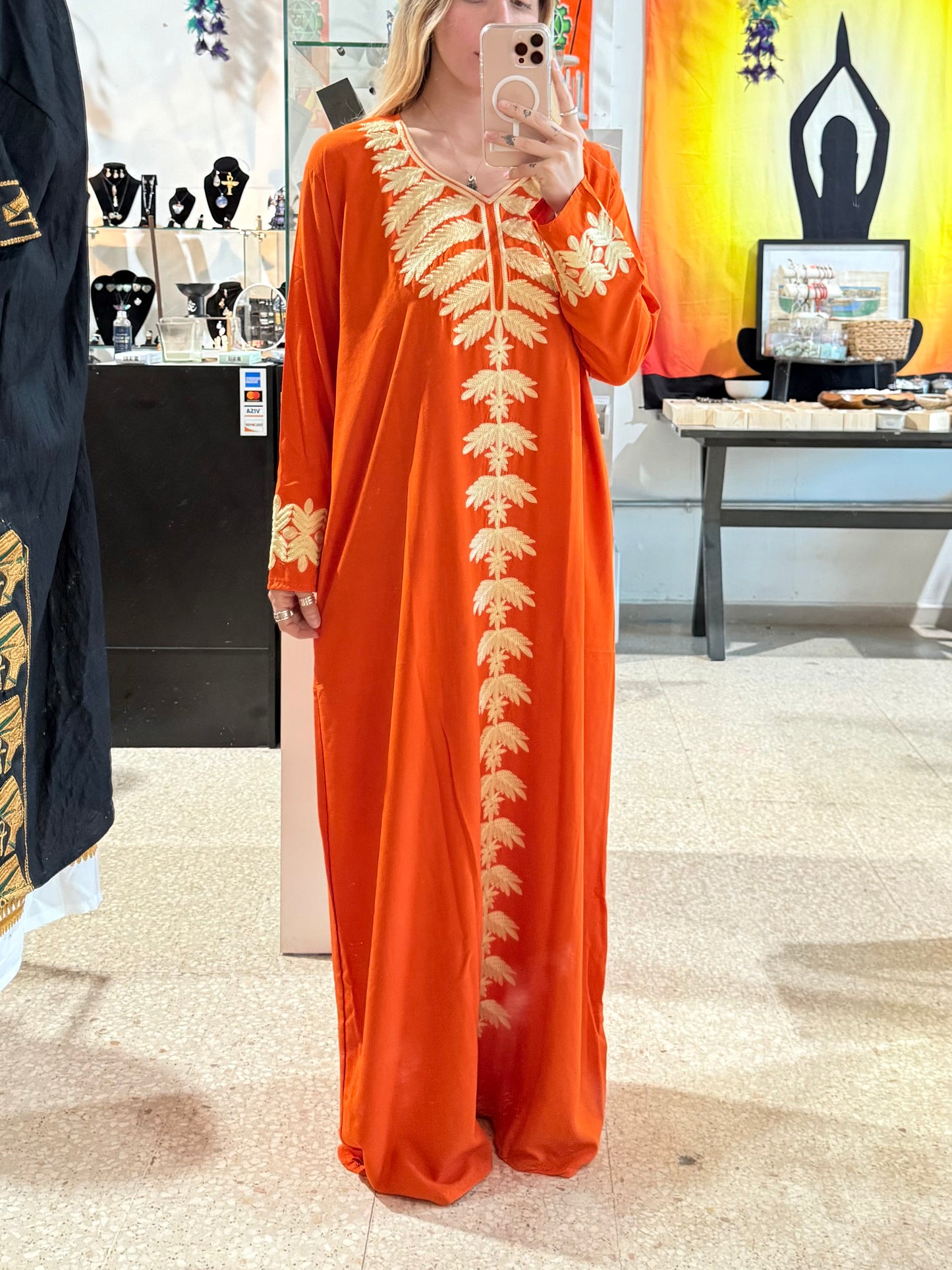 100% Cotton Dress ( Orange )
