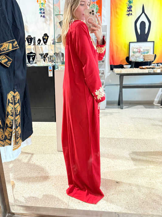 100% Cotton Dress ( Red )