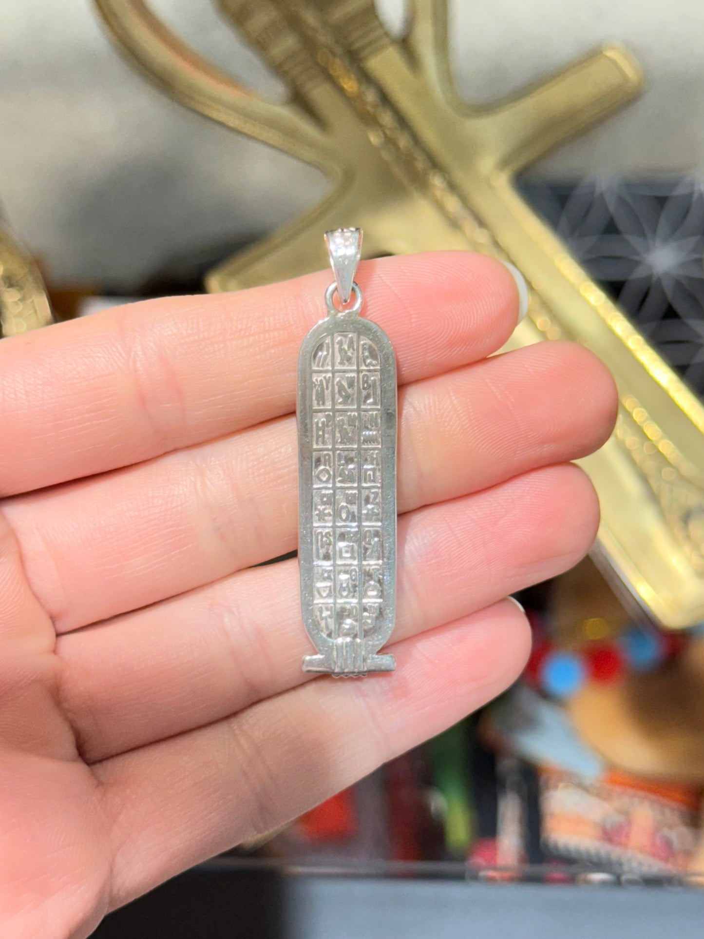 Cabochon with teh 4 elements and Egyptian Alphabet