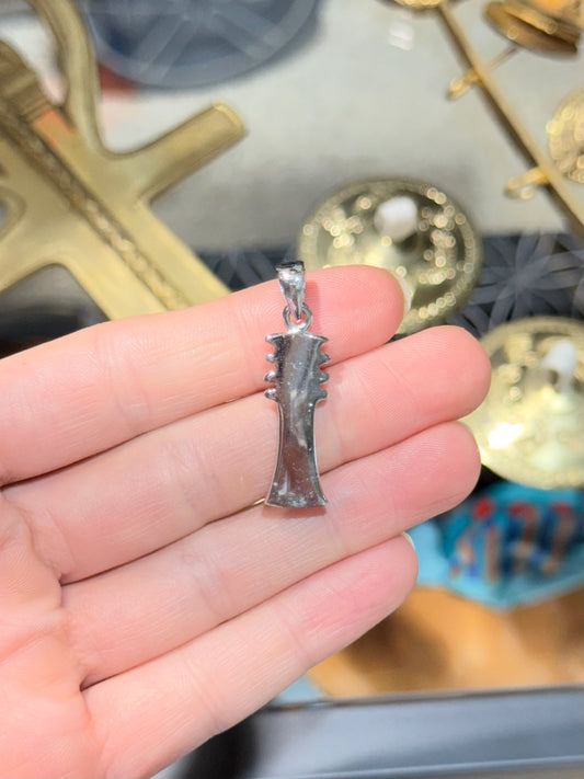 Djed Pillar Pendant ( Silver with Paltted 18k Gold )