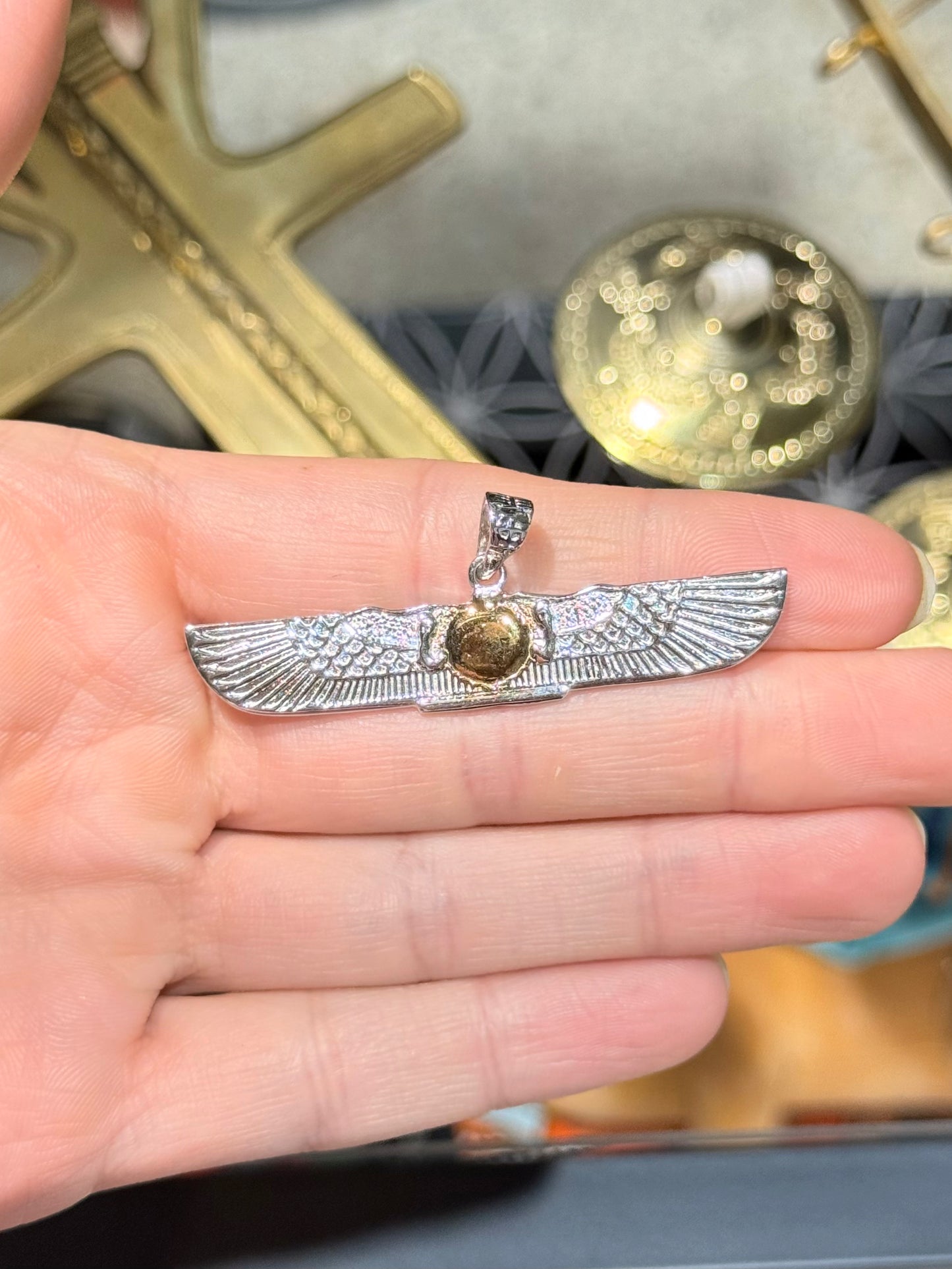 Isis - Gold Platted Sun Disk Pendant