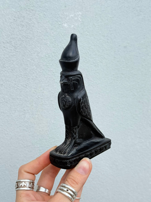 Horus Statue – Gypsum with Basalt, Handcrafted in Egypt