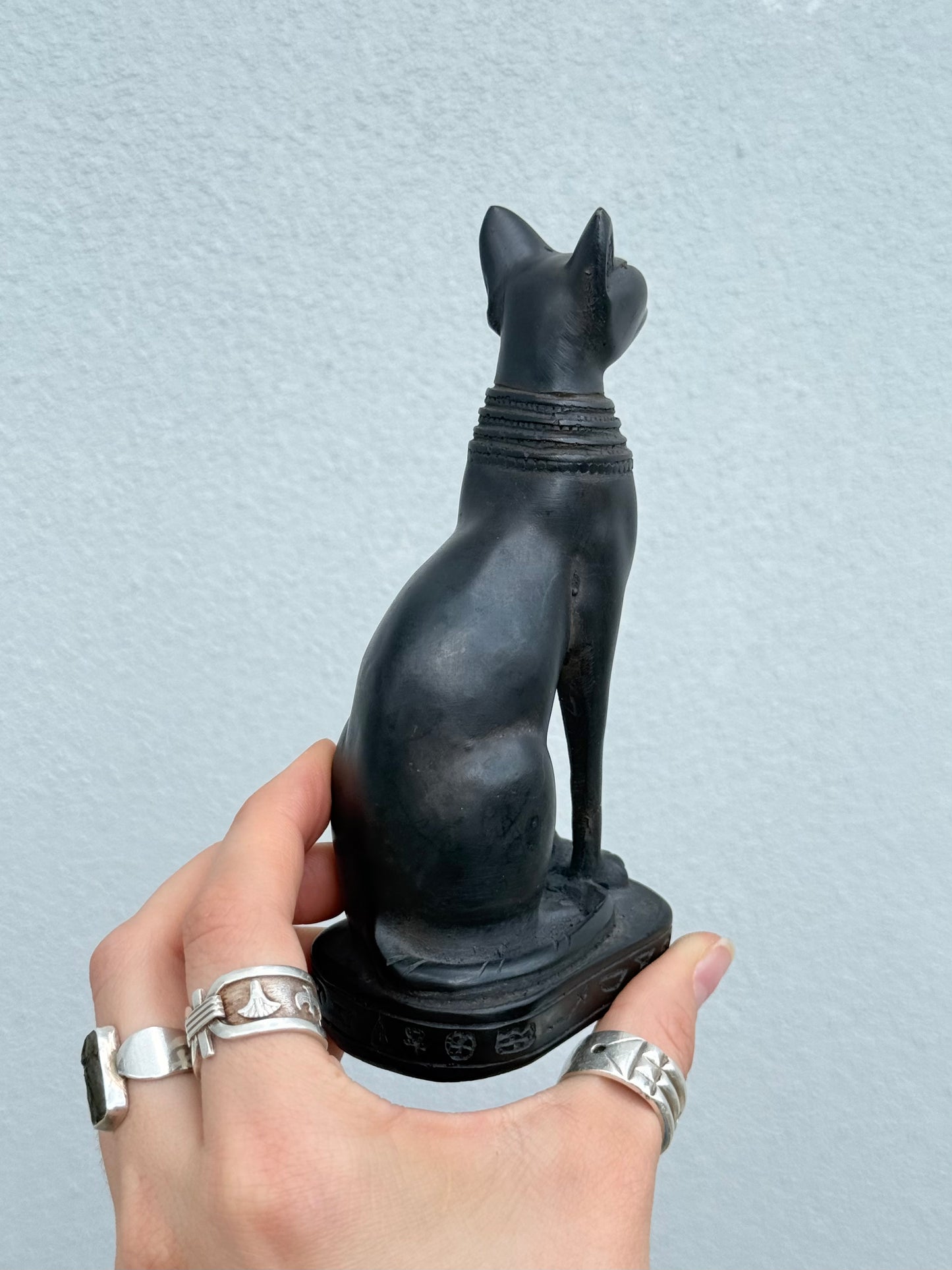 Bastet Statue – Gypsum with Basalt, Handcrafted in Egypt