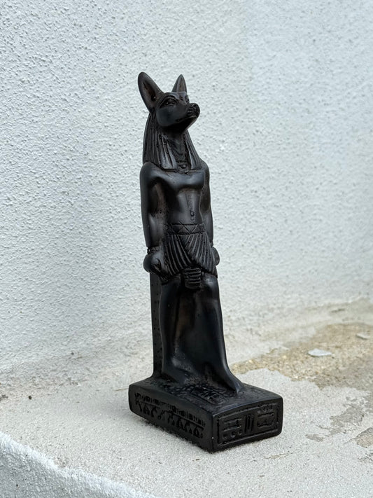 Anubis Statue – Gypsum with Basalt, Handcrafted in Egypt