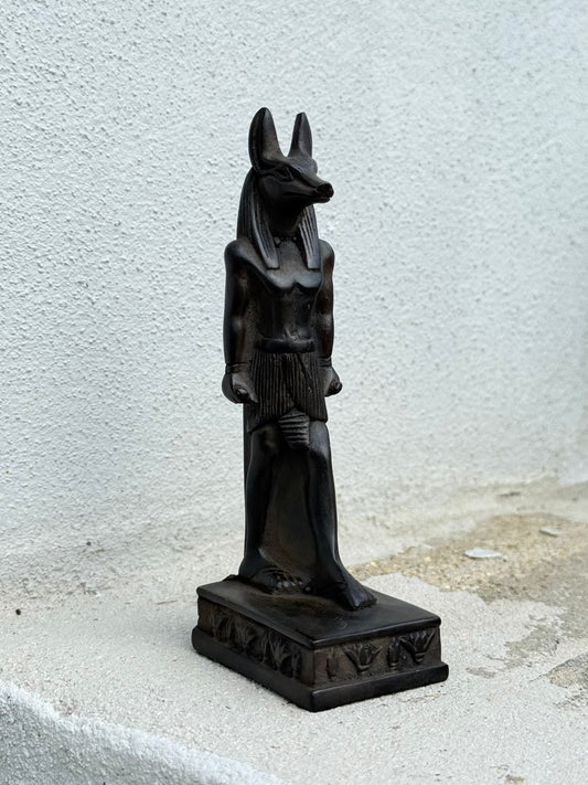 Anubis Statue – Gypsum with Basalt, Handcrafted in Egypt