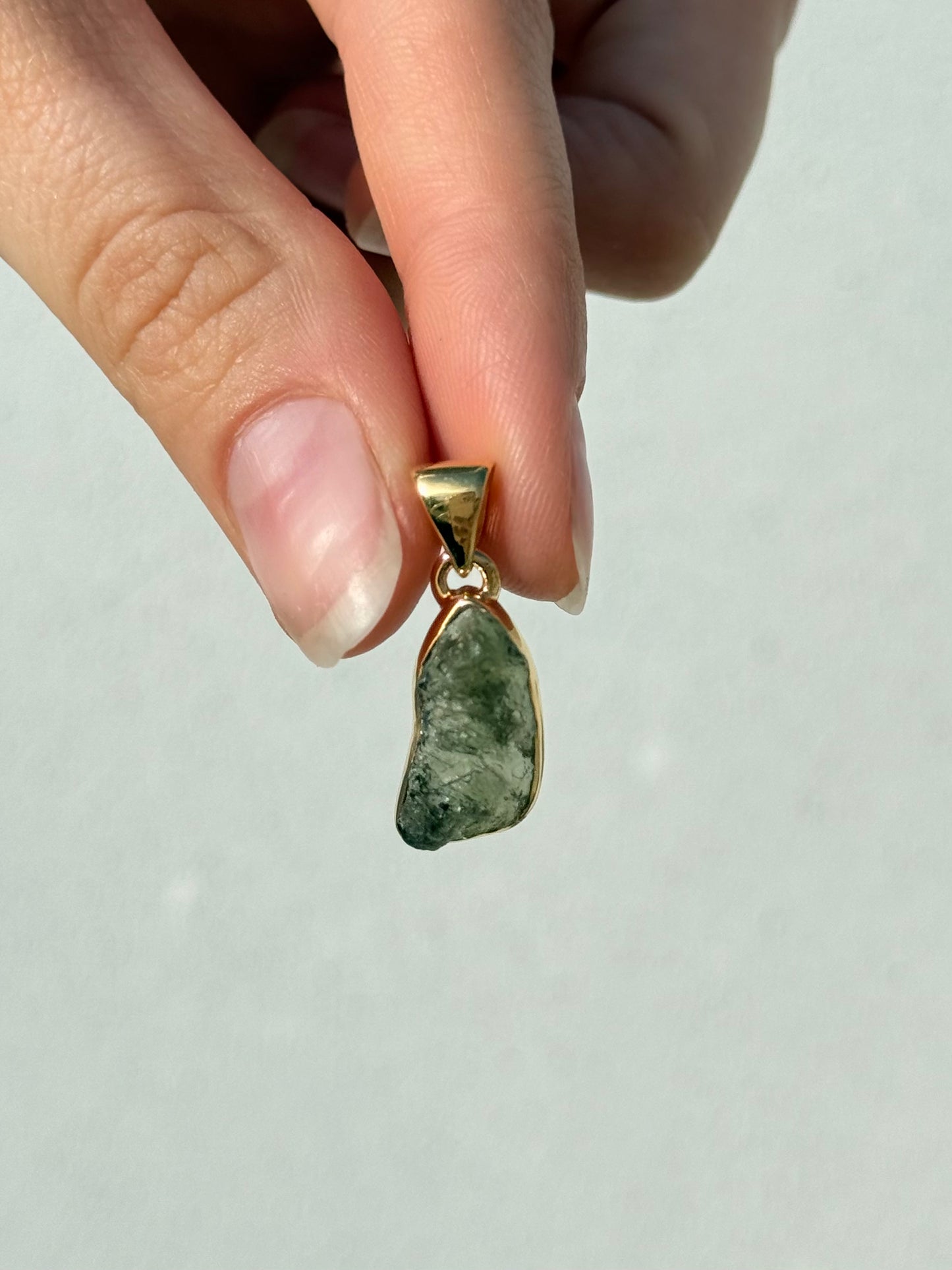 Moldavite Pendant ( Silver 925 - Platted 18k Gold )
