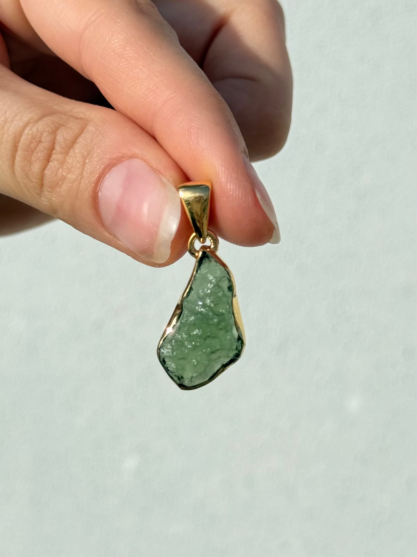 Moldavite Pendant ( Silver 925 - Platted 18k Gold )