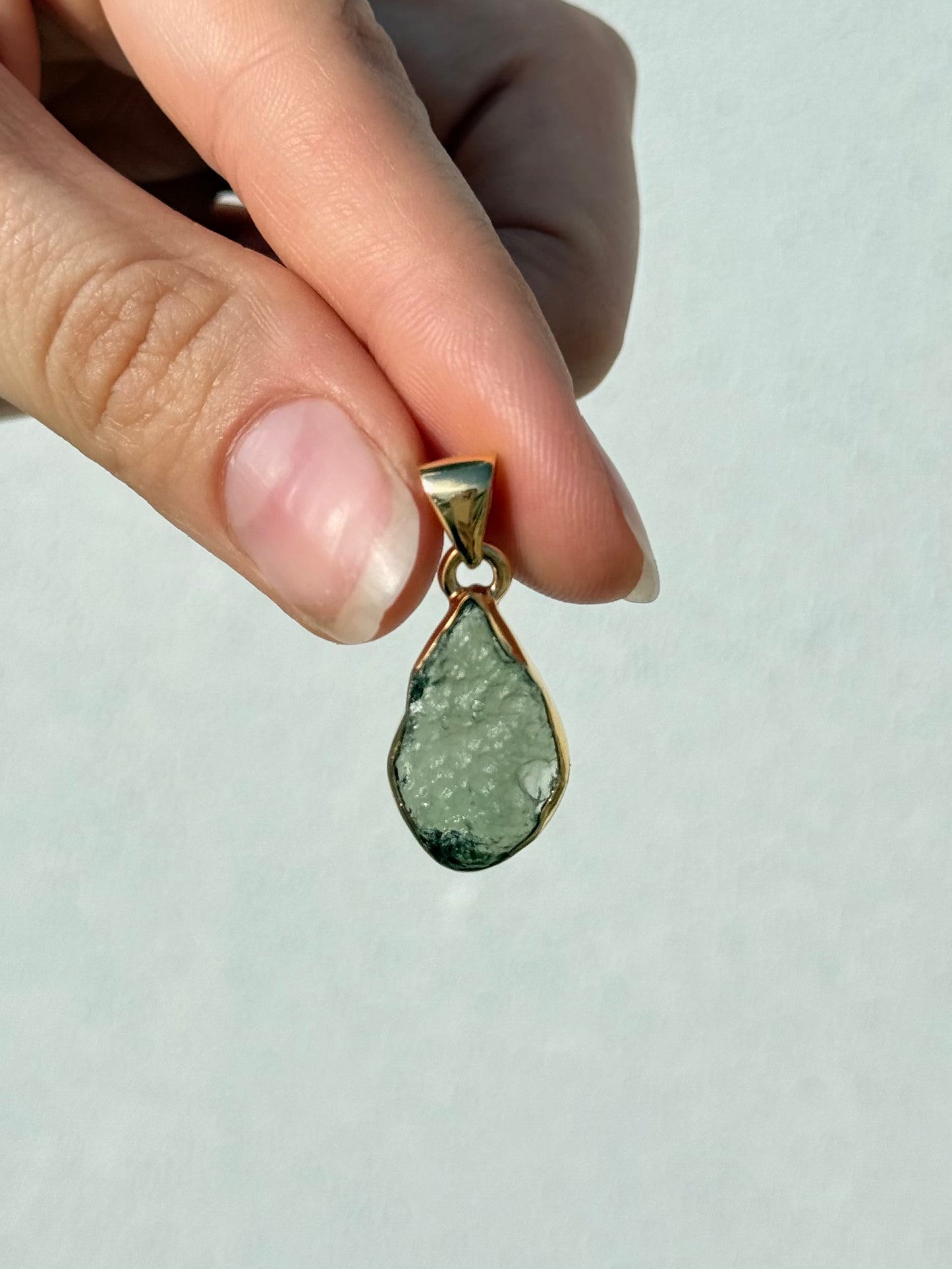 Moldavite Pendant ( Silver 925 - Platted 18k Gold )