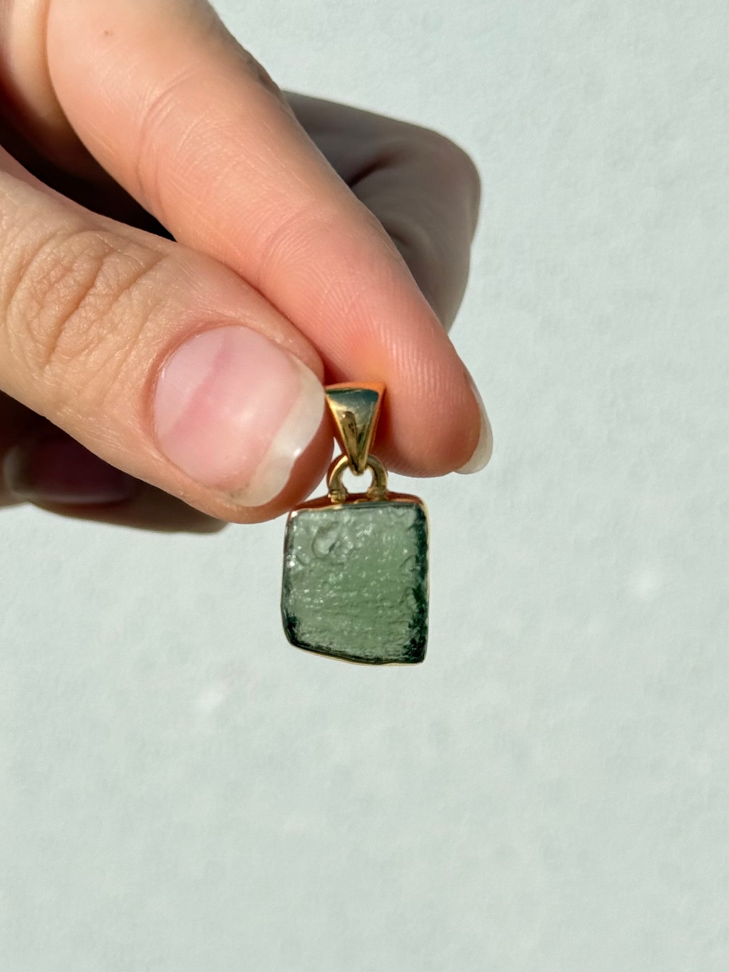 Moldavite Pendant ( Silver 925 - Platted 18k Gold )